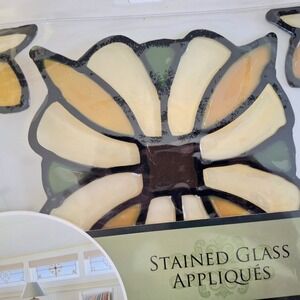 Brewster Home Fashion Set Stained Glass Appliques: 1 Essex Amber & 2 Essex Clear